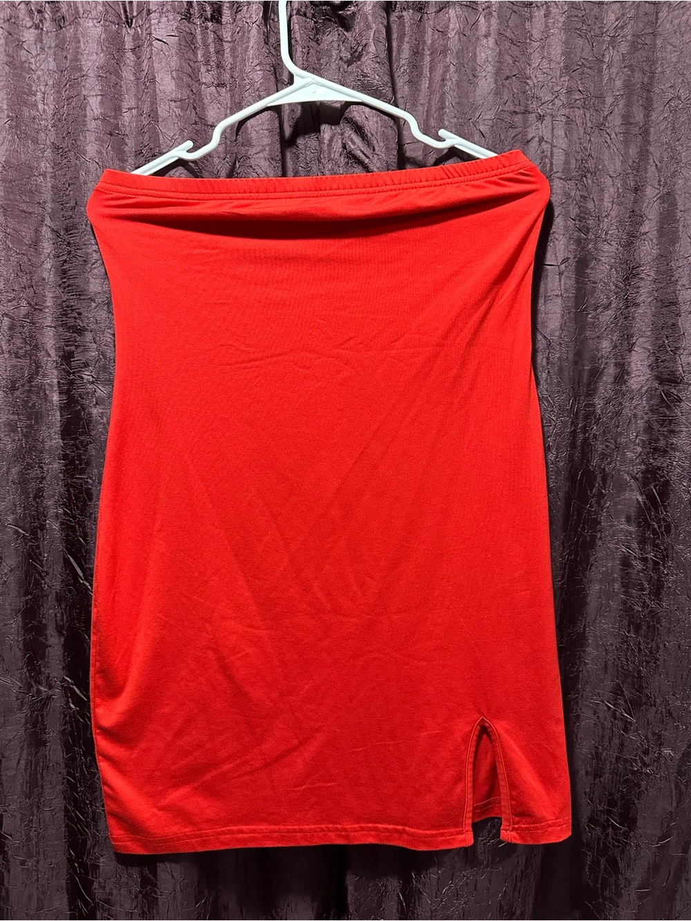 Women's Red Stretch Tube Dress with Side Slit